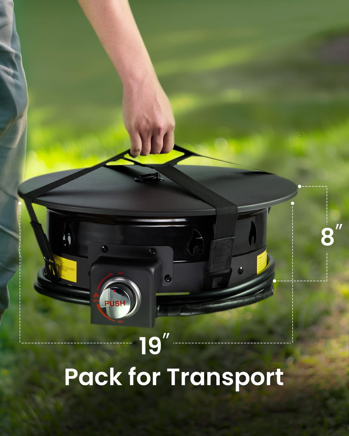 Ciays Large Propane Fire Pit 19 Inch, Gas Fire Pit with Grill Grate, Folding Legs, Hose Hooks, Propane Tank Holder, Cover & Carry Strap, CSA Certified Portable Outdoor Fire Pit for Camping, 58,000 BTU Ciays