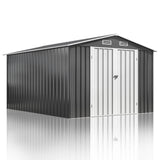 DAUSOLA 10x14 FT Outdoor Storage Shed, Metal Garden Tool Shed with Updated Frame Structure and Lockable Doors, Ideal for Backyard Garden Patio Lawn, Grey DAUSOLA
