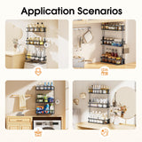 LAMU 3-Tier Over-The-Toilet Storage Shelf, Bathroom Organizer, Large Capacity, No-Drill Installation, Rust-Resistant Thick Material, Perfect for Bathroom Shelf, Black LAMU