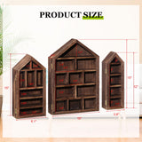 DoubleFill Set of 3 Shadow Cubby Boxes Wooden Display Shelf 10 x 15 Inch Large Wall Mounted Display Storage Shelves for Mini Figures Curio Trinket Medals Crafts Collections(Brown,House Shape) DoubleFill