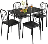 VECELO 5 Piece Dining Table Set for 4, Dinette with Chairs for Kitchen, Breakfast Nook, Small Space,Easy Assembly VECELO