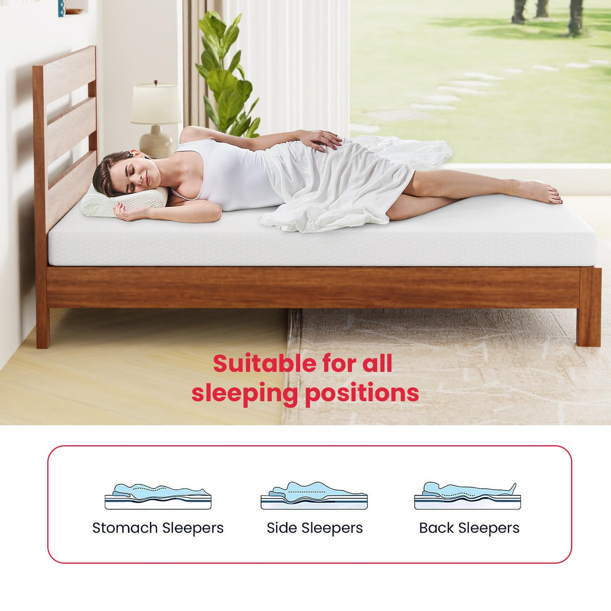 5 Inch Twin Mattress Gel Memory Foam Mattress for Cool Sleep Pressure Relief Breathable Cover Mattress Medium Firm Twin Size Mattress in a Box Cooling Gel Bed Mattresses, White WoodArtSupply