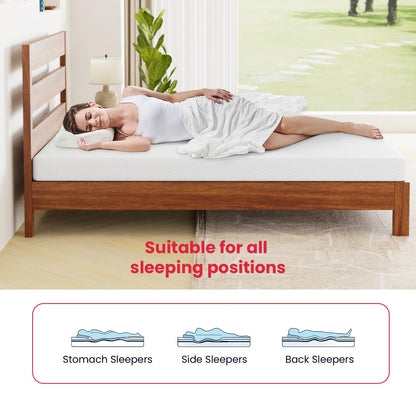 5 Inch Twin Mattress Gel Memory Foam Mattress for Cool Sleep Pressure Relief Breathable Cover Mattress Medium Firm Twin Size Mattress in a Box Cooling Gel Bed Mattresses, White