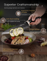 Knife Set, Amorston 15 Pieces Knife Sets for Kitchen with Block, Dishwasher Safe Kitchen Knife Set with Built in Sharpener Block, German Stainless Steel Knife Block Set, Black Amorston