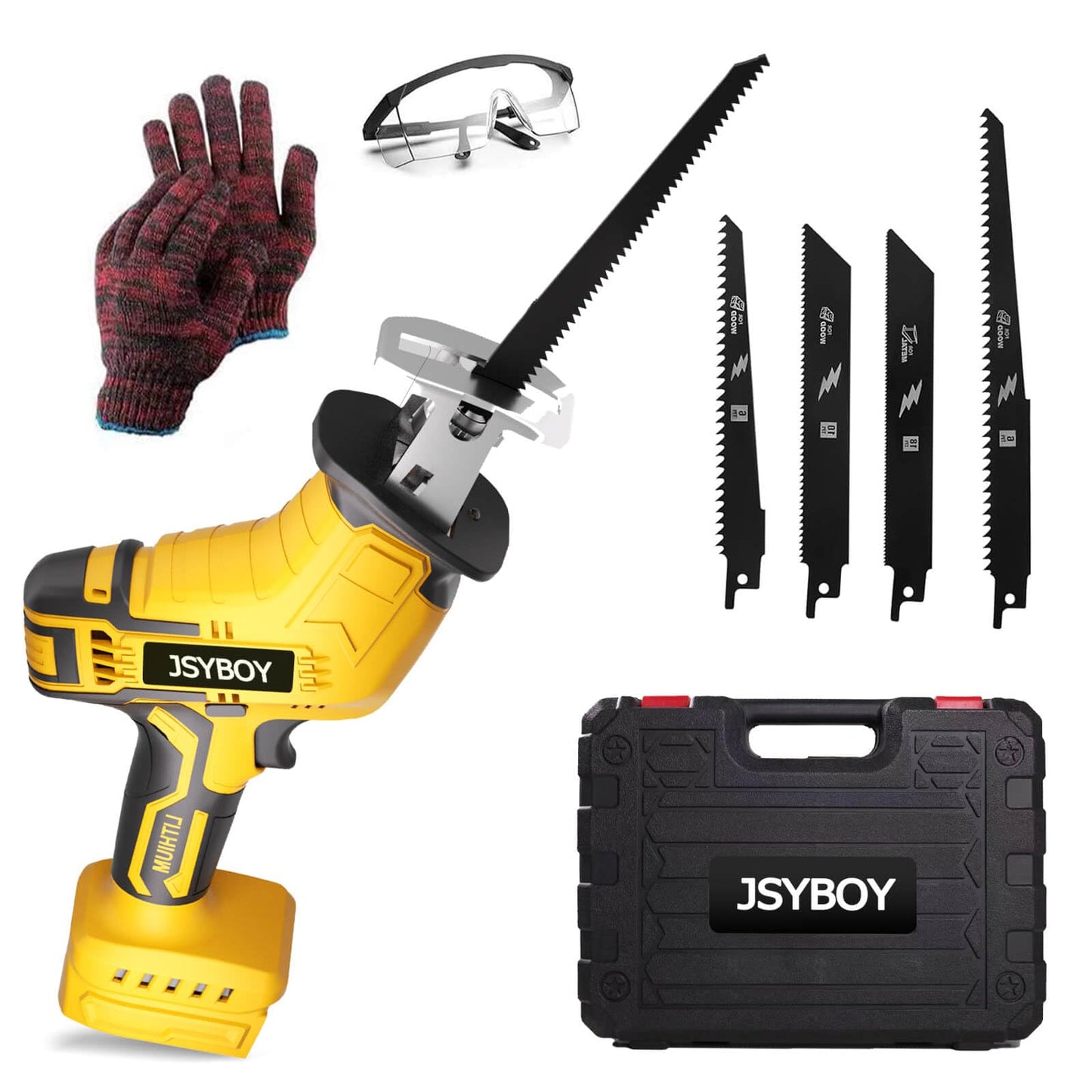 Cordless Reciprocating Saw Compatible With Dewalt 20V Max Battery, Electric Reciprocating Saw Variable Speed 0-3500 SPM, 4 Saw Blades,Power Reciprocating Saws for Wood/Metal/PVC Cutting - WoodArtSupply