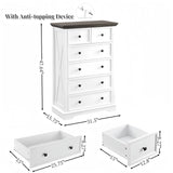 CKEASEAN 6 Drawer Dresser, Farmhouse Dresser, Nightstand Chest of Drawer for Bedroom, Wood Storage Chest of Drawers Storage Cabinet for Living Room, Hallway,Entryway (White, 6 Drawer) CKEASEAN