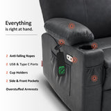 MCombo Dual Motor Large Power Lift Recliner Chair for Elderly, Lay Flat Lift Chair with Heat and Massage, Big Lift Recliner for Tall People, Faux Leather 7815 (Grey, Large) MCombo