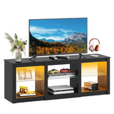 WLIVE LED TV Stand for 65 Inch TV, Modern Entertainment Center with Adjustable Glass Shelves & Customizable LED Lights, Sturdy Media Console for Living Room, Bedroom,Gaming (Black) WLIVE