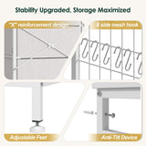 OtterOasis 47.2" White Dresser with Hanging Rack, 2 in 1 Bedroom 6 Drawers Dresser with LED Lights & Charging Station, Wooden Dressers with Fabric Drawers and Clothing Rack for Girls, Kids OtterOasis
