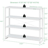 HCHQHS Bookshelf, 4-Tier Industrial Bookcase, White Open Book Shelf, Freestanding Tall Bookshelves with Metal Frame HCHQHS