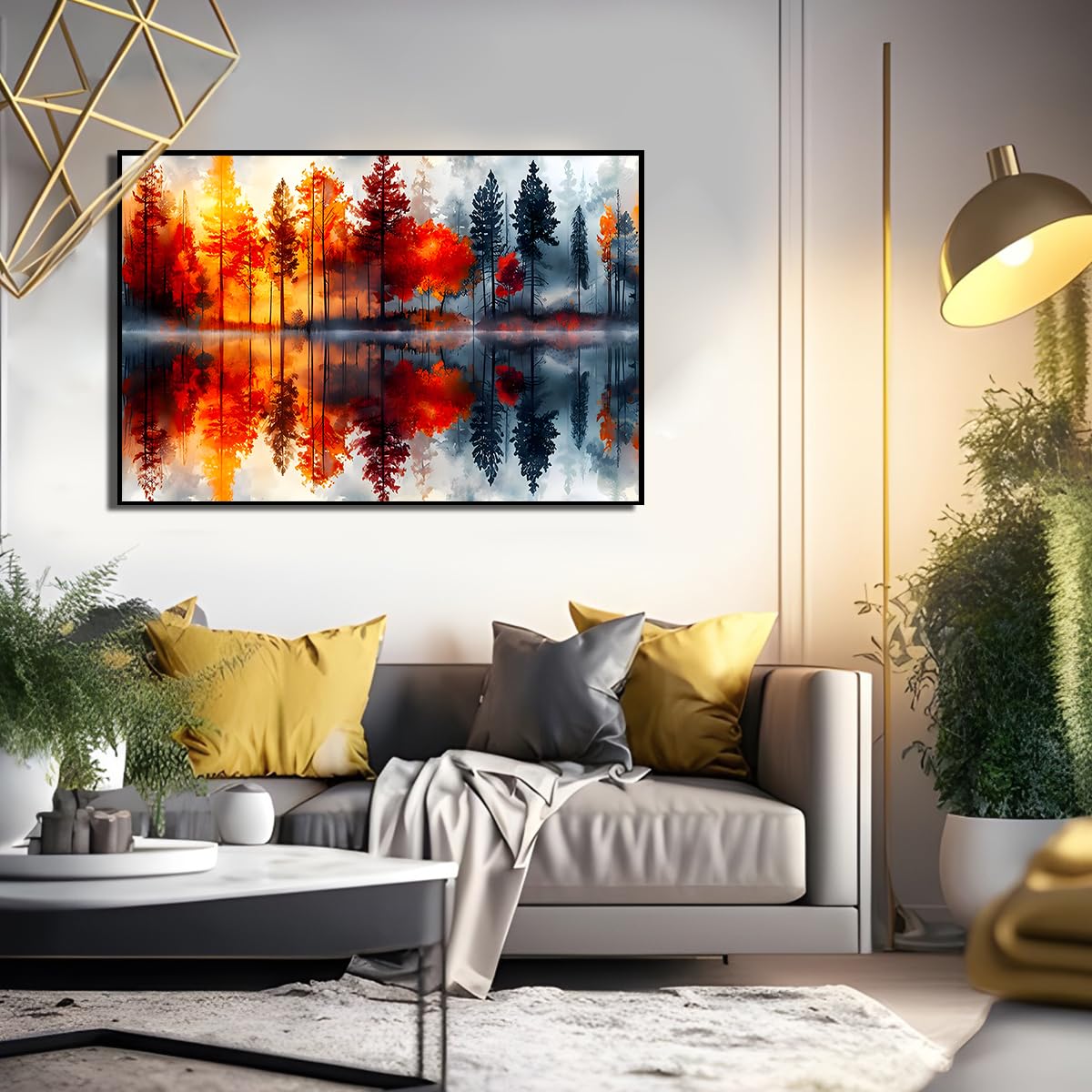 Ohhvvow 5D Lake & Forest Reflection Large Diamond Art Kit for Adults, 27.5x15.7 Inch Large Landscape Diamond Painting with Numbered Canvas, DIY Full Drill Gem Craft Kits, Serene Gift for Beginners Ohhvvow