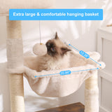 Hey-brother Cat Tree with Litter Box Enclosure, All-in-one Cat Tower for Indoor Cats with Large Hammock, Bed, Food Station, Scratching Posts, Modern Style Pet Furniture, Rustic Brown MPJ100SR Hey-brother