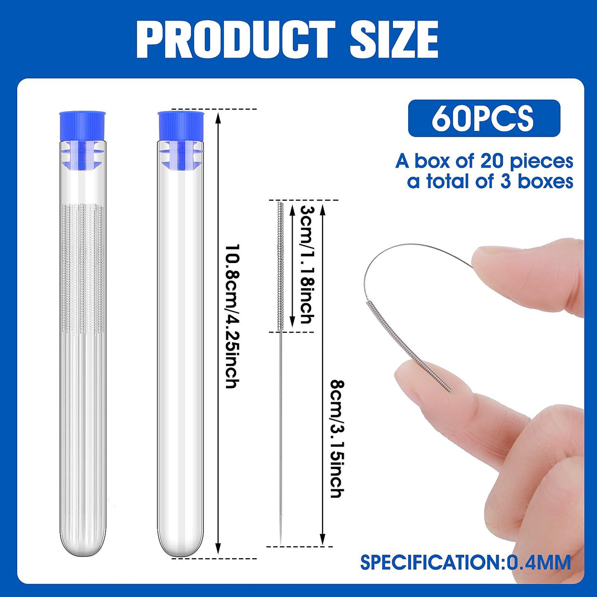 60 Pcs 3D Printer Nozzle Cleaning Kit, 3D Printer Nozzle Cleaner, 0.4 mm Nozzle Needle, Stainless Steel Cleaning Needles for 3D Printer Accessory Prasacco