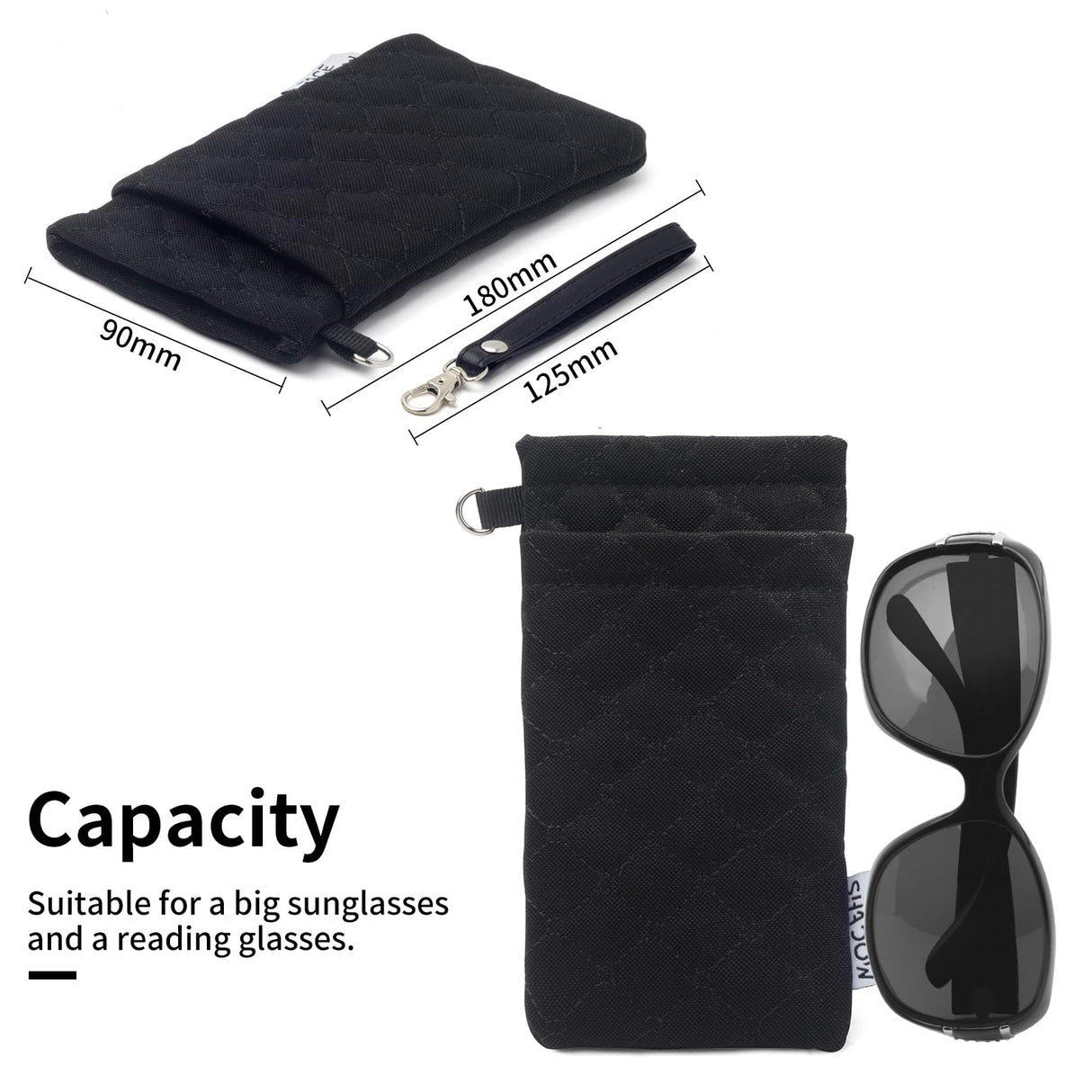 Face Shadow Double Eyeglasses Pouch Large Squeeze Top Microfiber Soft Glasses Case For Women With Cleaning Cloth Face Shadow