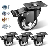 Caster Wheels - 3 Inch Casters Set of 4 Heavy Duty, BOSGEOT Locking Industrial Casters with 360 Degree No Noise Polyurethane Wheels, Swivel Plate Casters with Brake - Pack of 4 BOSGEOT