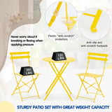 3-Piece Bistro Table and Chairs, Wrought Iron Bistro Set, Anti-Rust, Waterproof Folding Cafe Table and Chairs Set of 2, Foldable Small Bistro Set for Small Space/Indoor/Outdoor/Porch/Lawn/Balcony BUPPLEE