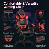 Gaming Chair, Backrest and Seat Height Adjustable Swivel Recliner Racing Office Computer Ergonomic Video Game Chair with Footrest and Lumbar Support, Red/Black YSSOA