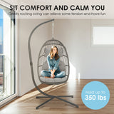 Brafab Swing Egg Chair, Hammock Chair, Hanging Chair, Aluminum Frame and UV Resistant Cushion with Steel Stand for Indoor Outdoor Patio Bedroom Wicker Rattan Hand Made Chair 350LBS Capacity Brafab