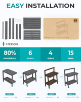 SERWALL Potting Bench Outdoor with Storage, 3-Tier HDPE Gardening Table with Angled Legs & Tool Hooks, All-Weather Heavy Duty Potting Table for Patio, Backyard, Garden, Gray SERWALL