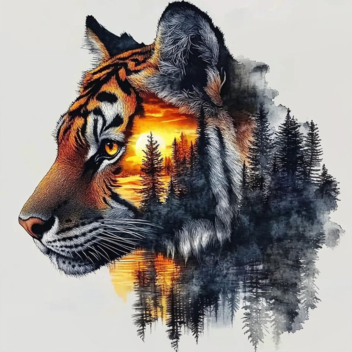 CEOVR Tiger Diamond Painting Kits for Adults, Forest Tiger Diamond Art Dots 5D Full Drill DIY Animal Gem Art, Adult Crafts Kits Arts and Crafts, Wall Decor for Home Office 12x12in CEOVR