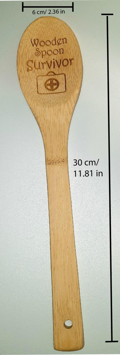 Funny Cooking Spoon, Eco-Friendly Bamboo Cooking Utensil, Funny Old School Gag Gift, Gen X, Wooden Spoon Survivor, Sassy Humor, Laser Engraved Wooden Spoon (Not Personalized) (Wooden Spoon Su - WoodArtSupply