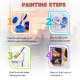 City View Paint by The Numbers for Adults,Oil Paint by Numbers for Adults Streetscape,Painting by Numbers Sunset,DIY Acrylic Paint by Number on Canvas,Creative Home Wall Decor Gifts 16x20inch PHANTASYART