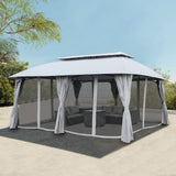 Grand Patio 13'x20' Gazebo for Patio Double Vent Canopy Anti-UV Shelter with Privacy Curtains and Netting for Deck Backyard Garden Lawns Grand patio