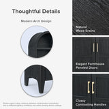 mopio Lauren 65.4" Short Arched Cabinet, 5-Tier Arched Bookcase with Doors and Shelves, Mini Arched Bookshelf with Storage, Kitchen Pantry Cabinet, Wooden Storage Cabinet for Living Room (Black) mopio