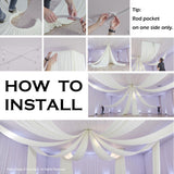PartyVillage 10ftx40ft Ivory Ceiling Curtain for Wedding Parties – 2 Panels Wrinkle-Free 40 FT Long Tent Draping Curtains for Wedding, Birthday & Theme Parties, 40ft Height with Rod Pocket Party Village