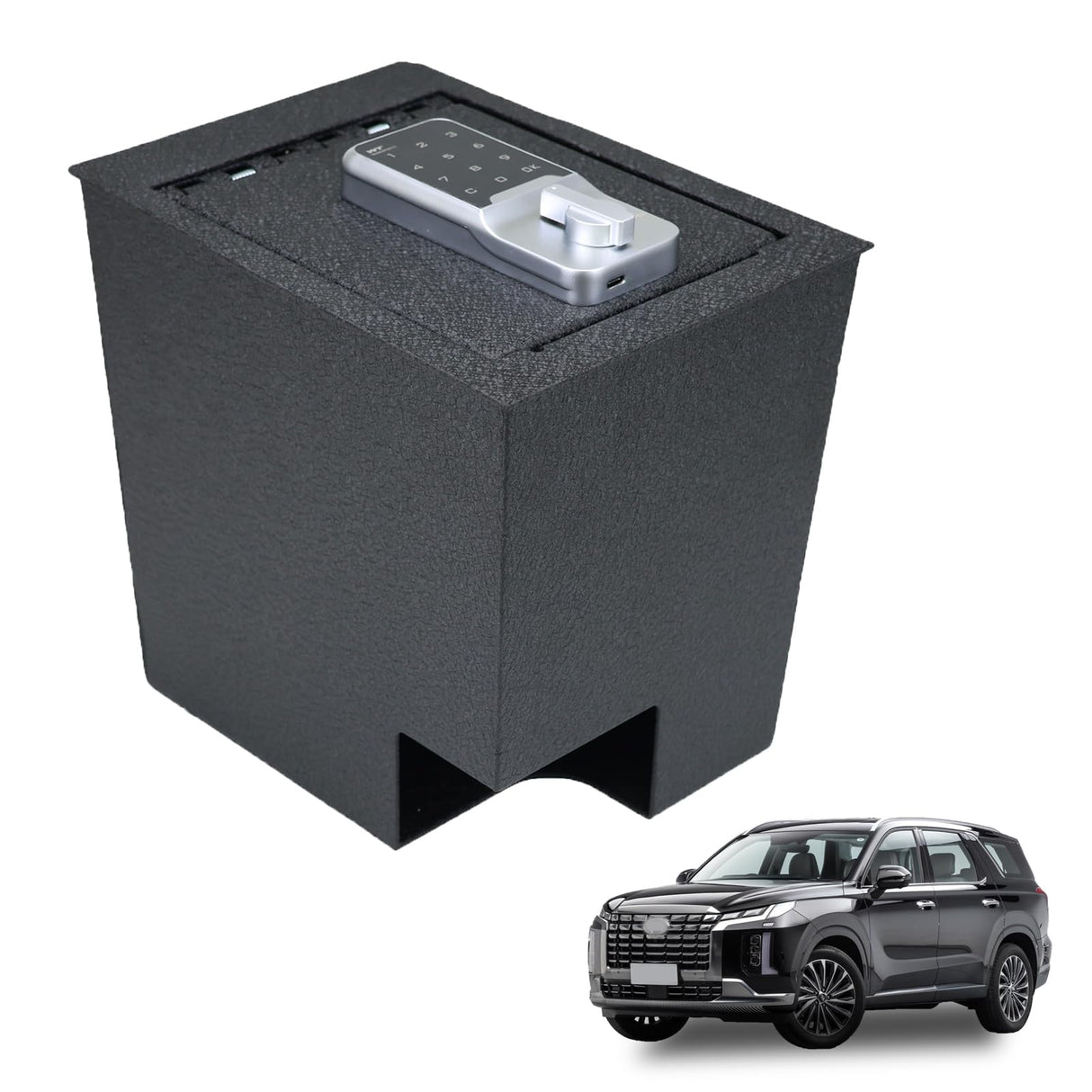 Center Console Gun Safe Vault - WASAI Vehicle Safe Vault Compatible with Hyundai Palisade 2020-2025, Anti-Theft High Security Armrest Lock Box with Electronic Keypad Lock. WASAI