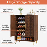 Tribesigns Walnut Shoe Cabinet with Doors, 6-Tier 24 Pairs Shoe Storage Cabinet for Entryway, Wooden Entryway Shoe Cabinet with Adjustable Shelves for Living Room, Bedroom Tribesigns