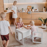 Sweet Home from wood Montessori Wooden Kids Play Table Set, Toddler Table Set or Preschool Learning Table or Chair, Weaning Table, Kids Play Table (White Color Set 1 Table and 2 Chair) Sweet Home from wood