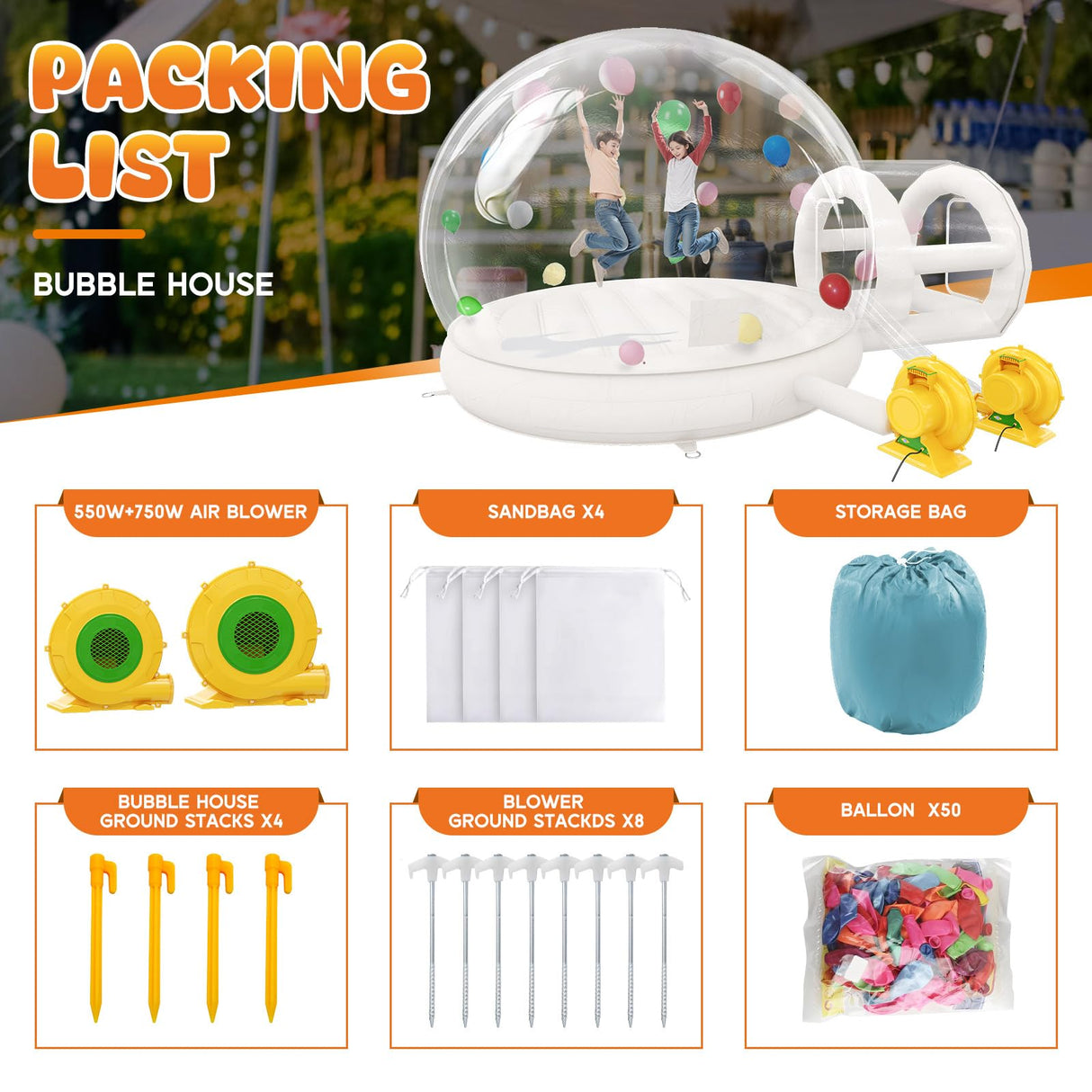 Albott 13FT Inflatabla Bubble Bounce House, Bubble House Inflatable Dome with 750W and 550W Air Blowers for Birthday Parties, Wedding and Gender Revealing Albott