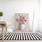 Shouruihua Floral Diamond Painting Kits for Adults, Pink Cherry Blossoms Flowers Diamond Art Painting by Numbers Kits, Diamond Dots Art Kits, Full Round Drill Gem Art for Home Wall Decor, 11.8x15.7 in Shouruihua