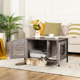 HOOBRO Cat Litter Box Enclosure, Hidden Litter Box Furniture with Shutter Door and Head Mat, Cat Furniture Fit Most Cats, 31.5''L x 17.7''W x 19.9''H, Greige BG06MW01 HOOBRO