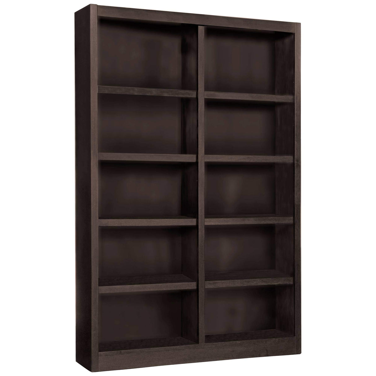 Elegant 72" Espresso Double Wide Wood Bookcase with 10 Shelves Concepts In Wood