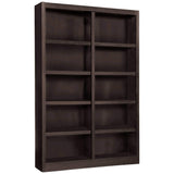 Elegant 72" Espresso Double Wide Wood Bookcase with 10 Shelves Concepts In Wood