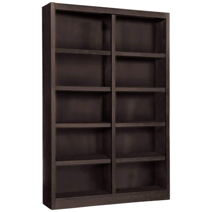 Elegant 72" Espresso Double Wide Wood Bookcase with 10 Shelves - WoodArtSupply