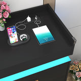 12 Drawer Dresser with LED Light and Charging Station, 70" Modern Chest of Drawers for Closet, Wide Drawer Organizer Cabinet for Bedroom, Living Room, Entryway, Hallway, Black Hlivelood