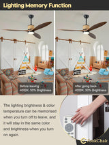 FookChak 60in Dimmable Black Ceiling Fan Light with Remote Control 3 Blade Hemp Rope Farmhouse Ceiling Fan with Light Walnut Wood LED Ceiling Fan Outdoor for Patio Kitchen Bedroom Living Room FookChak