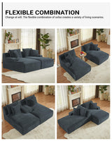80 Inch Double Chaise Lounge Chair Indoor, Oversized Sectional Corduroy Upholstered Boneless Sofa Bed, Deep Seat Sleeper Loveseat Reading Chairs, Cloud Sofas Couches, No Assembly Required (Dark Grey) HANXIN