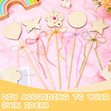 AUGSUN 43Pcs Princess Fairy Wands Kit, 20Pcs Wood Fairy Wands 20 Ribbons with 3 Sheets Gem Stickers Birthday Party Supplies Make Your Own DIY Crafts Art Magical Gifts AUGSUN