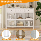 FATORRI 6 Cube Storage Bookshelf with 3 Drawers, Long Horizontal Bookcase, Modern Cubby Organizer Shelf (White Oak, 47 Inch) FATORRI