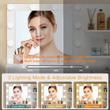 Quimoo Makeup Vanity Desk with Mirror & Lights, Vanity Desk with 5 Drawers & Storage Shelves, Vanity Table, 3 Color Modes & Adjustable Brightness Dressing Table, Bedroom Quimoo