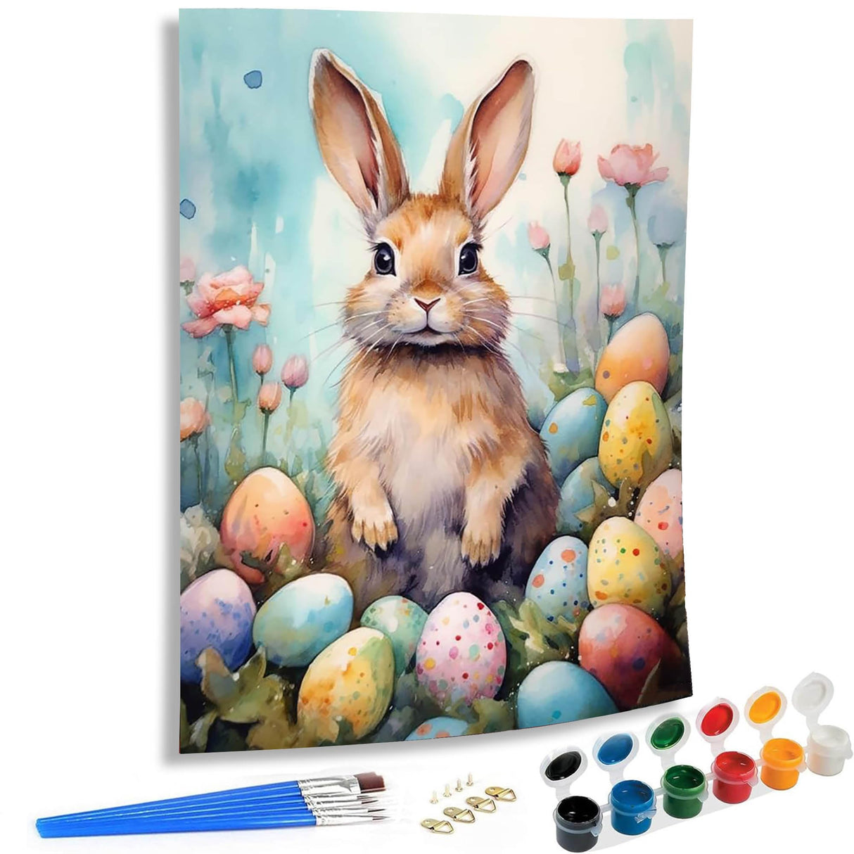 SKRYUIE Paint by Numbers Kit for Adults Beginner Easter, Acrylic Rabbit Oil Painting by Numbers Kits with AcrylicPaintwork Art Crafts Canvas for Home Decor 16x20 inch / 40x50 cm - Bunny Easter SKRYUIE