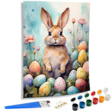 SKRYUIE Paint by Numbers Kit for Adults Beginner Easter, Acrylic Rabbit Oil Painting by Numbers Kits with AcrylicPaintwork Art Crafts Canvas for Home Decor 16x20 inch / 40x50 cm - Bunny Easter SKRYUIE