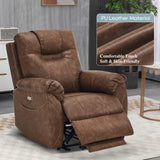 RIHEREFY Power Recliner Chair, Wall Hugger Recliner with Massage and Heat, PU Leather Recliner Chair with 2 Side Pockets & USB Ports for Living Room RIHEREFY