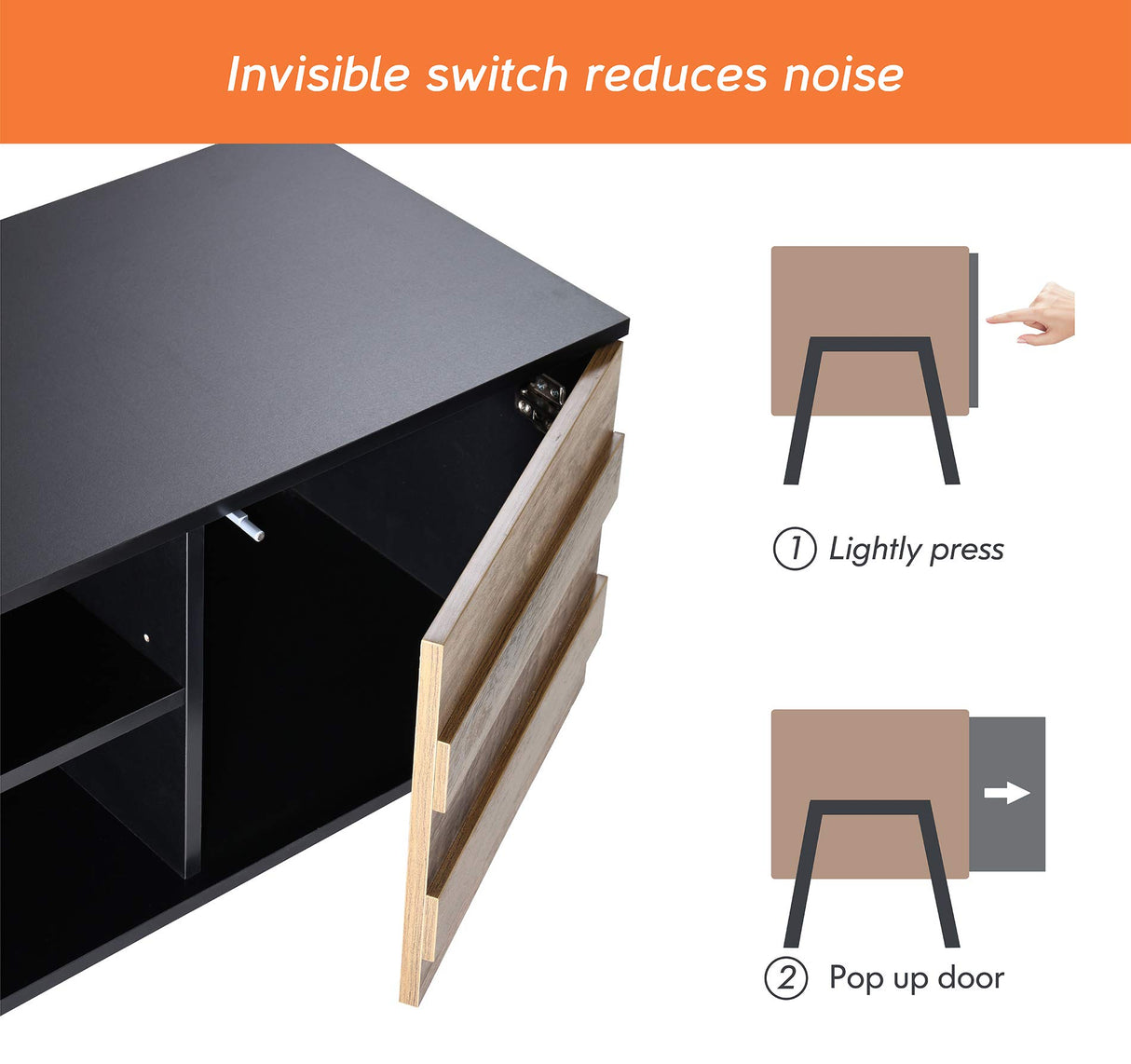 WAMPAT Mid-Century TV Stand for 100 Inch TV, Wood TV Console Media Cabinet with Storage for 85 90 95 inch TV Entertainment Center for Living Room Bedroom, Black & Oak WAMPAT