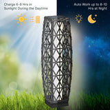 Grand patio Outdoor Solar Powered Wicker Floor Lamp Outdoor Weather-Resistant Deck Light for Garden Porch - Silver Gray, Large Cindy Grand patio