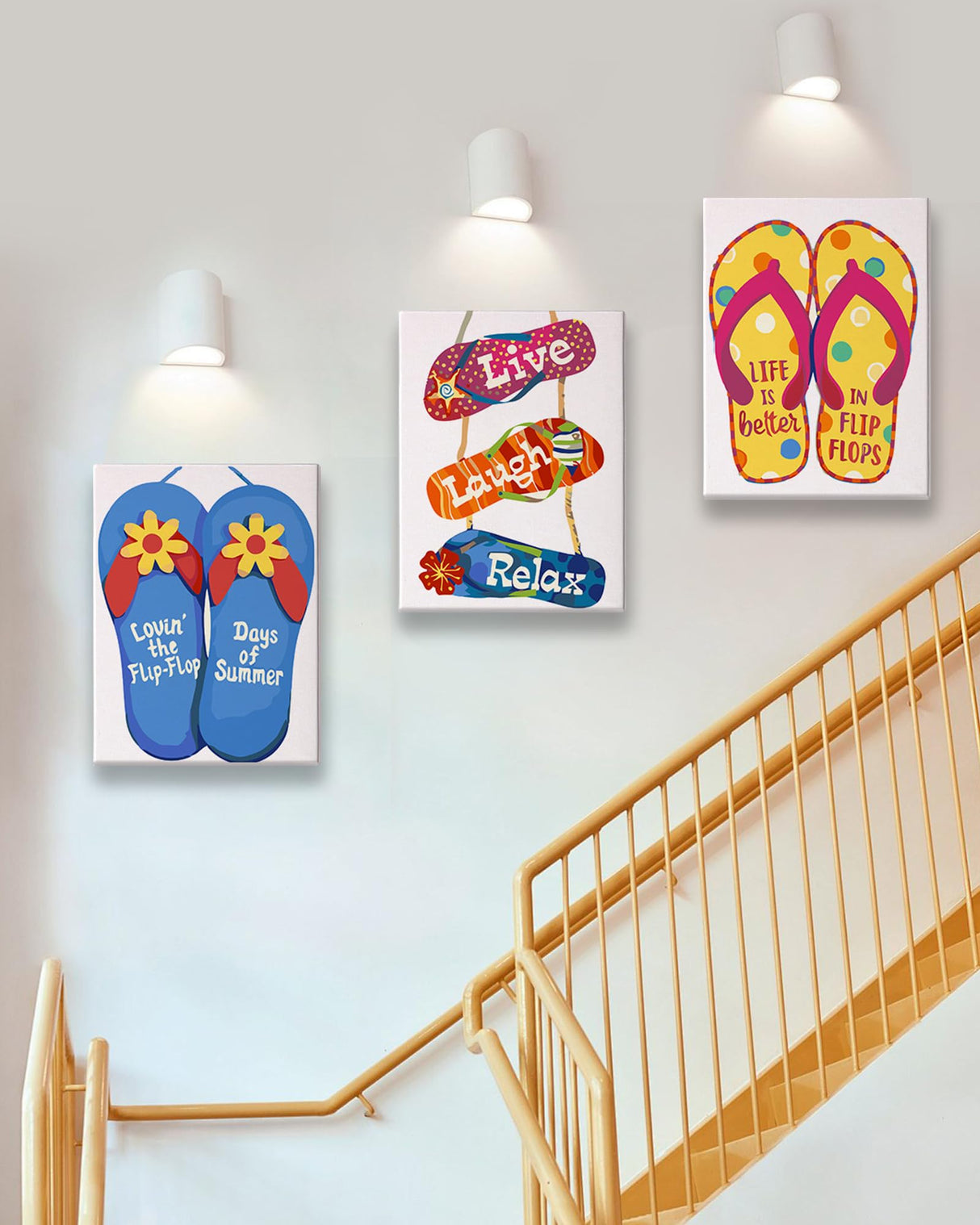 PeakLuv 6 Pack Flip-Flop Paint by Numbers Kits for Adults Beginners, Summer Vibes Themed Paint by Number on Canvas Without Frame, DIY Acrylic Oil Painting Kit, Creative Home Decor, 8x11 Inch PeakLuv